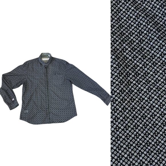 JOHN LENNON Men's Dress Shirt Size Large Blue with Pattern 100% Cotton - Picture 1 of 11